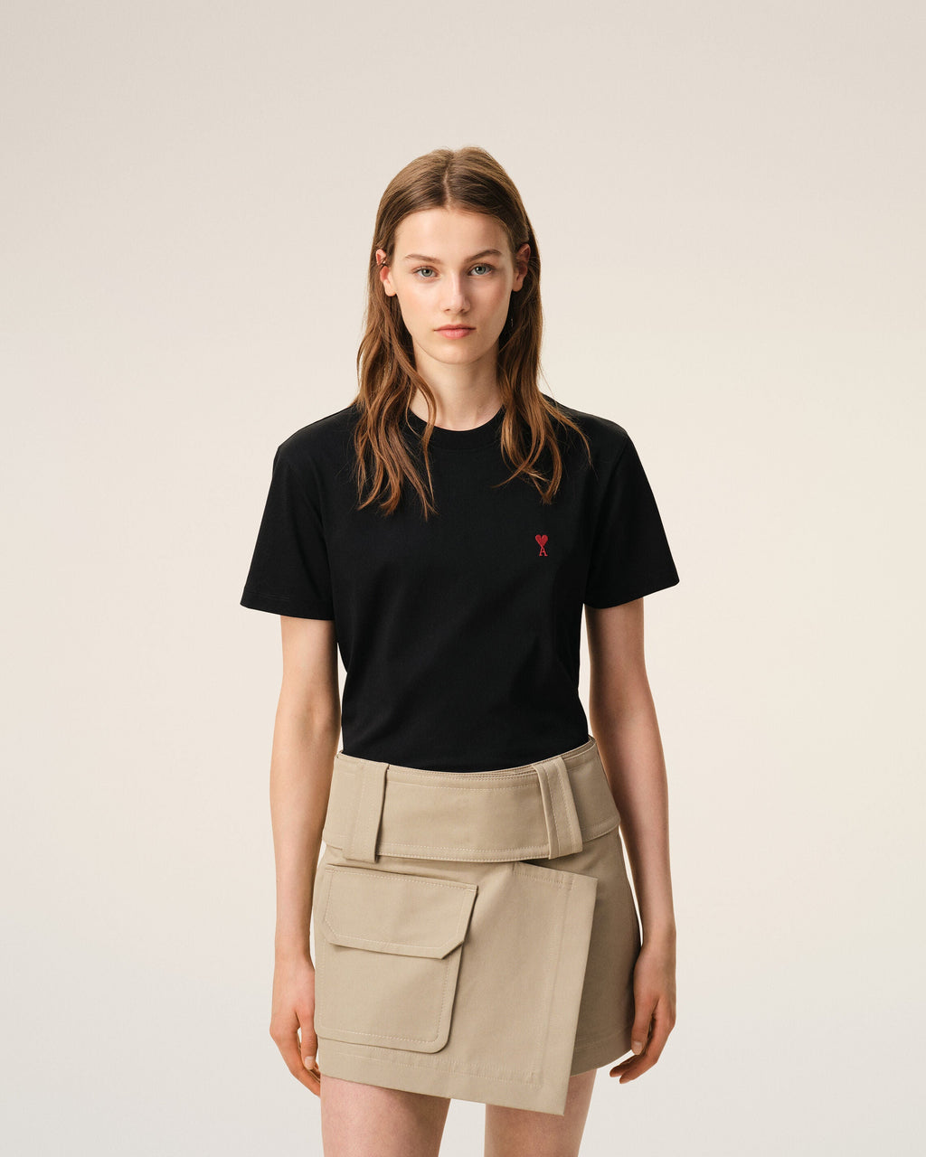 Black Cotton Red Ami De Coeur Tshirt