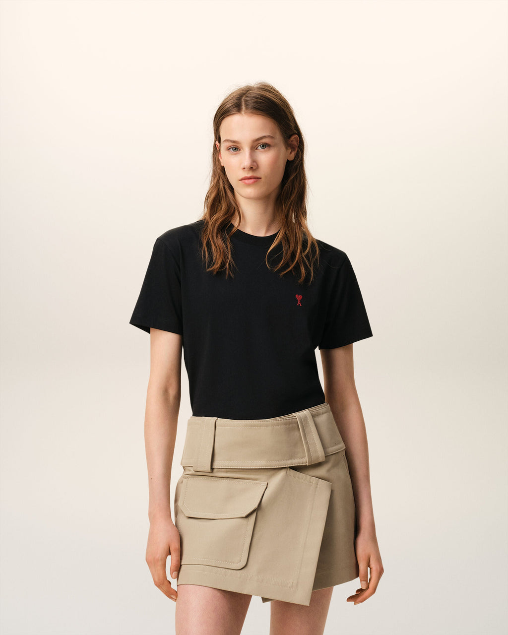 Black Cotton Red Ami De Coeur Tshirt