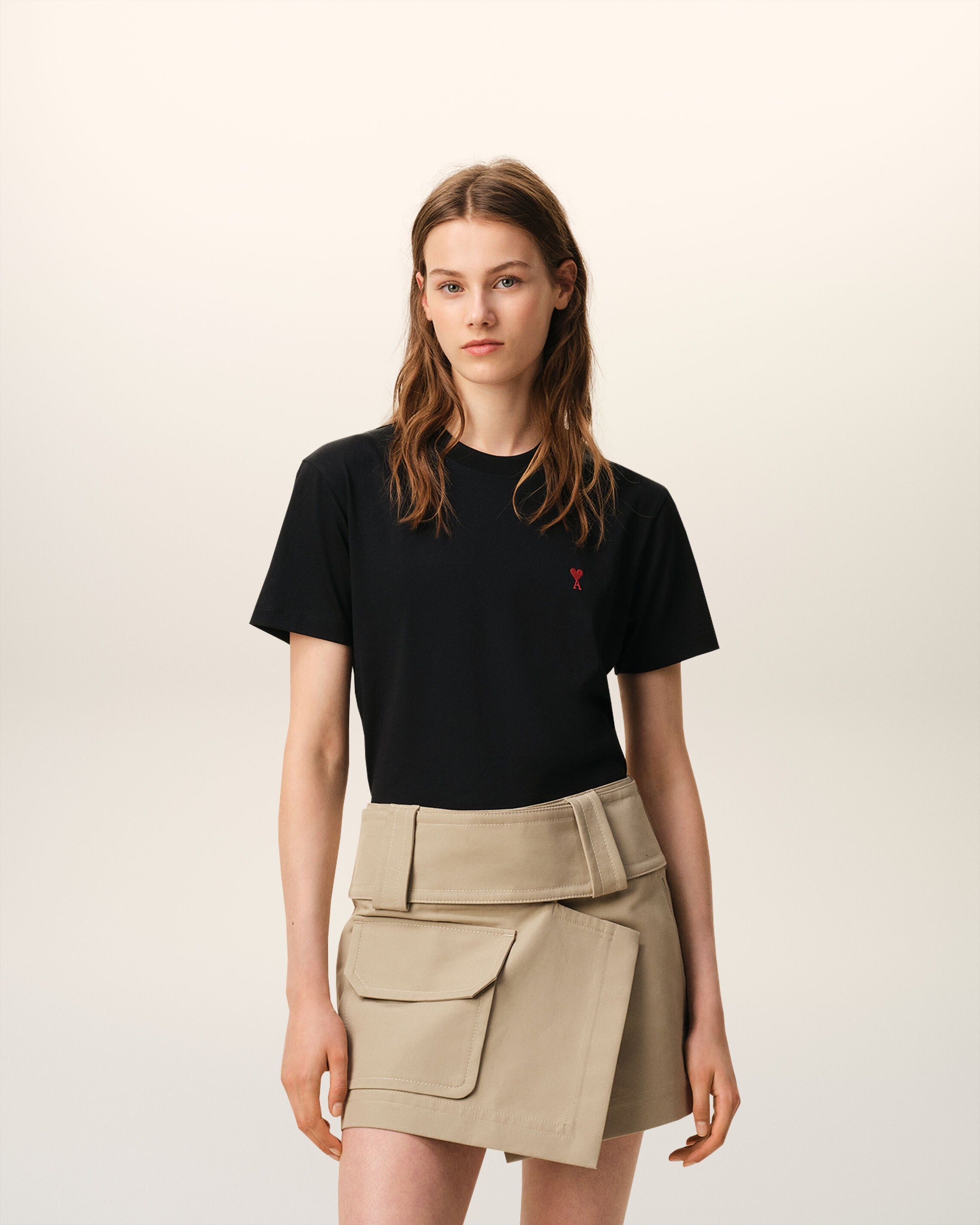 Black Cotton Red Ami De Coeur Tshirt