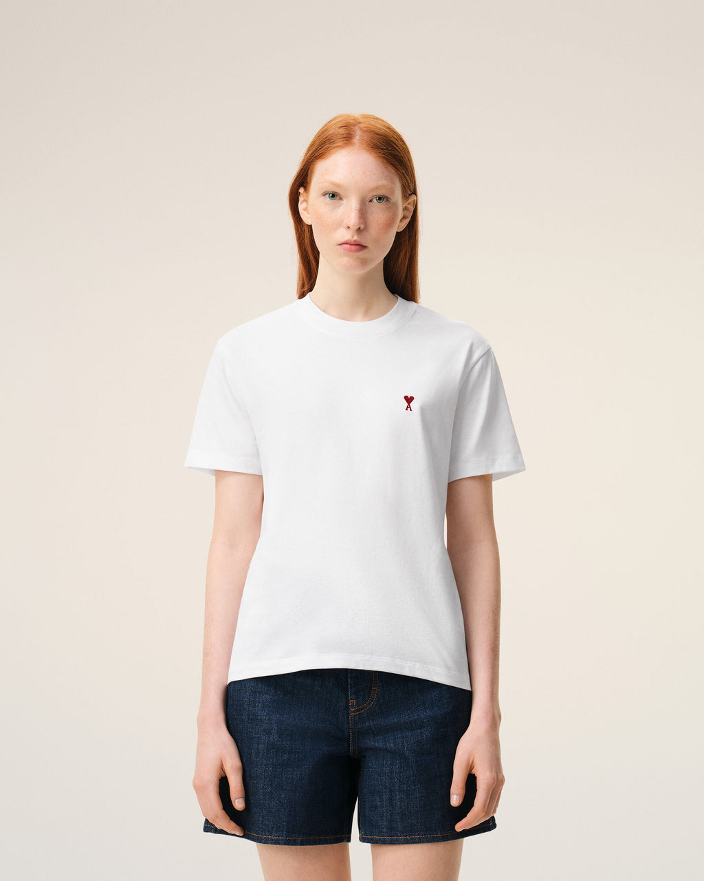 White Cotton Red Ami De Coeur Tshirt