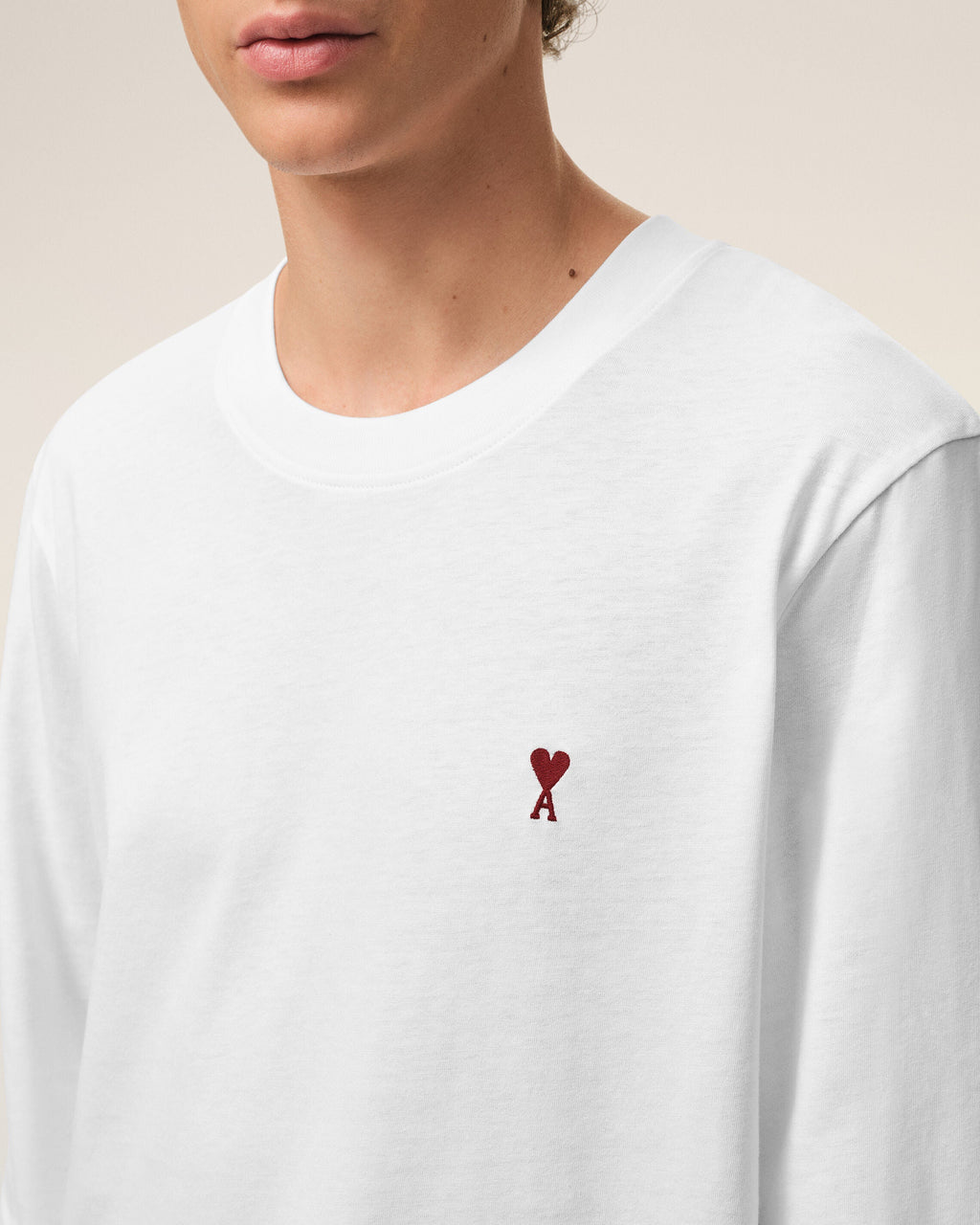 White Cotton Red Ami De Coeur Longlseeves Tshirt
