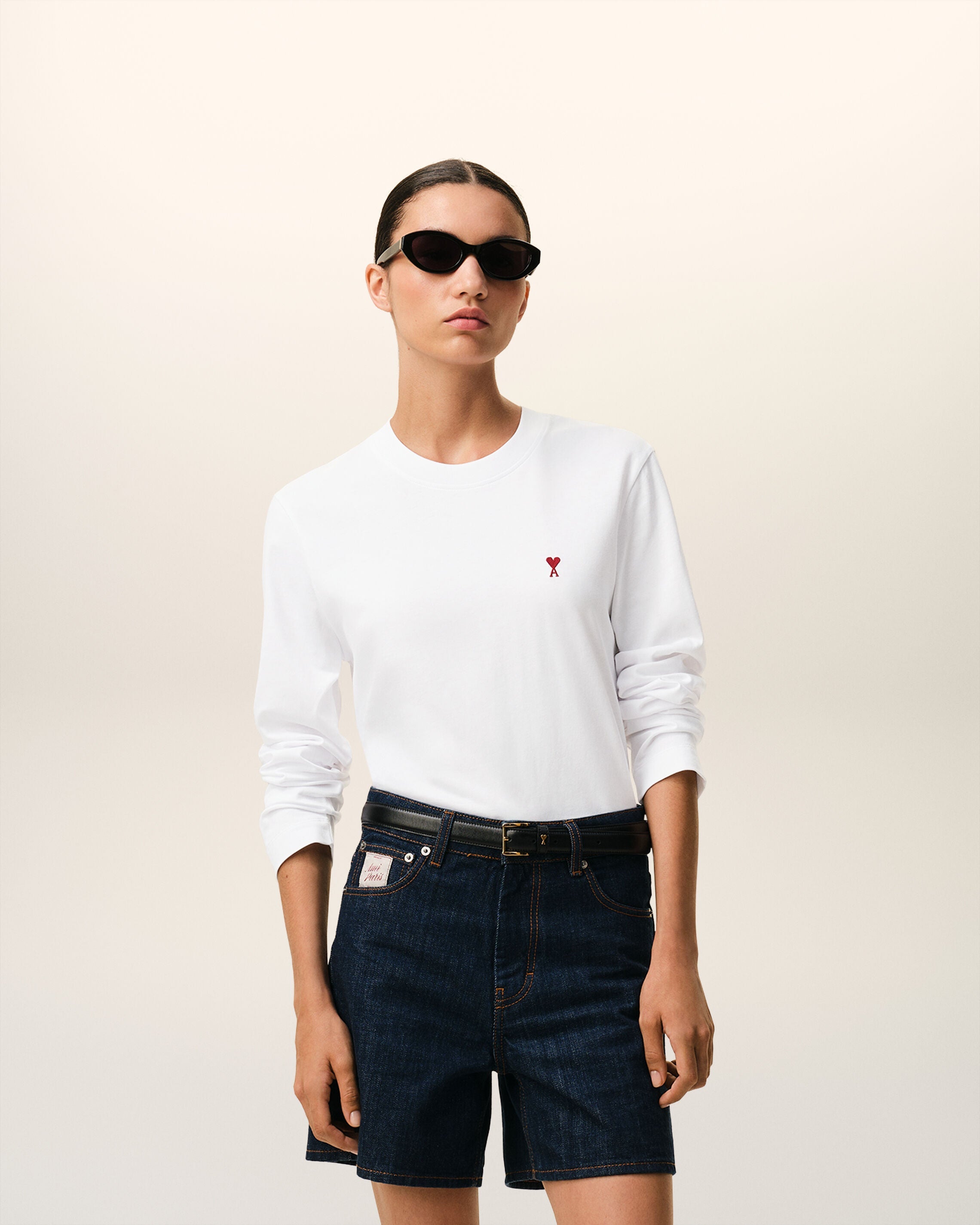 White Cotton Red Ami De Coeur Longlseeves Tshirt