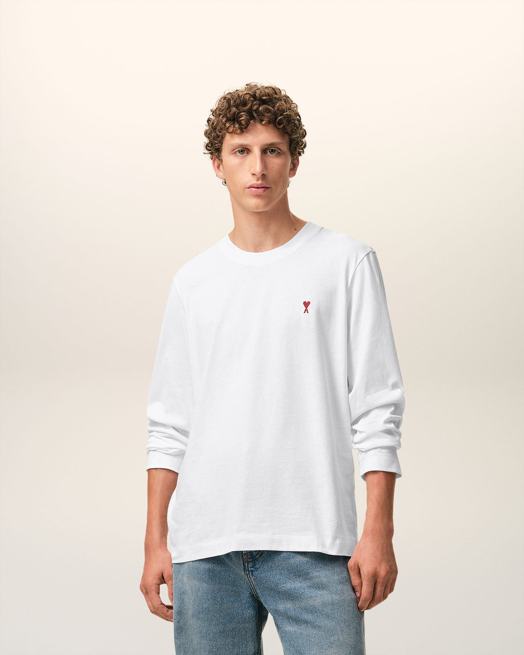 White Cotton Red Ami De Coeur Longlseeves Tshirt