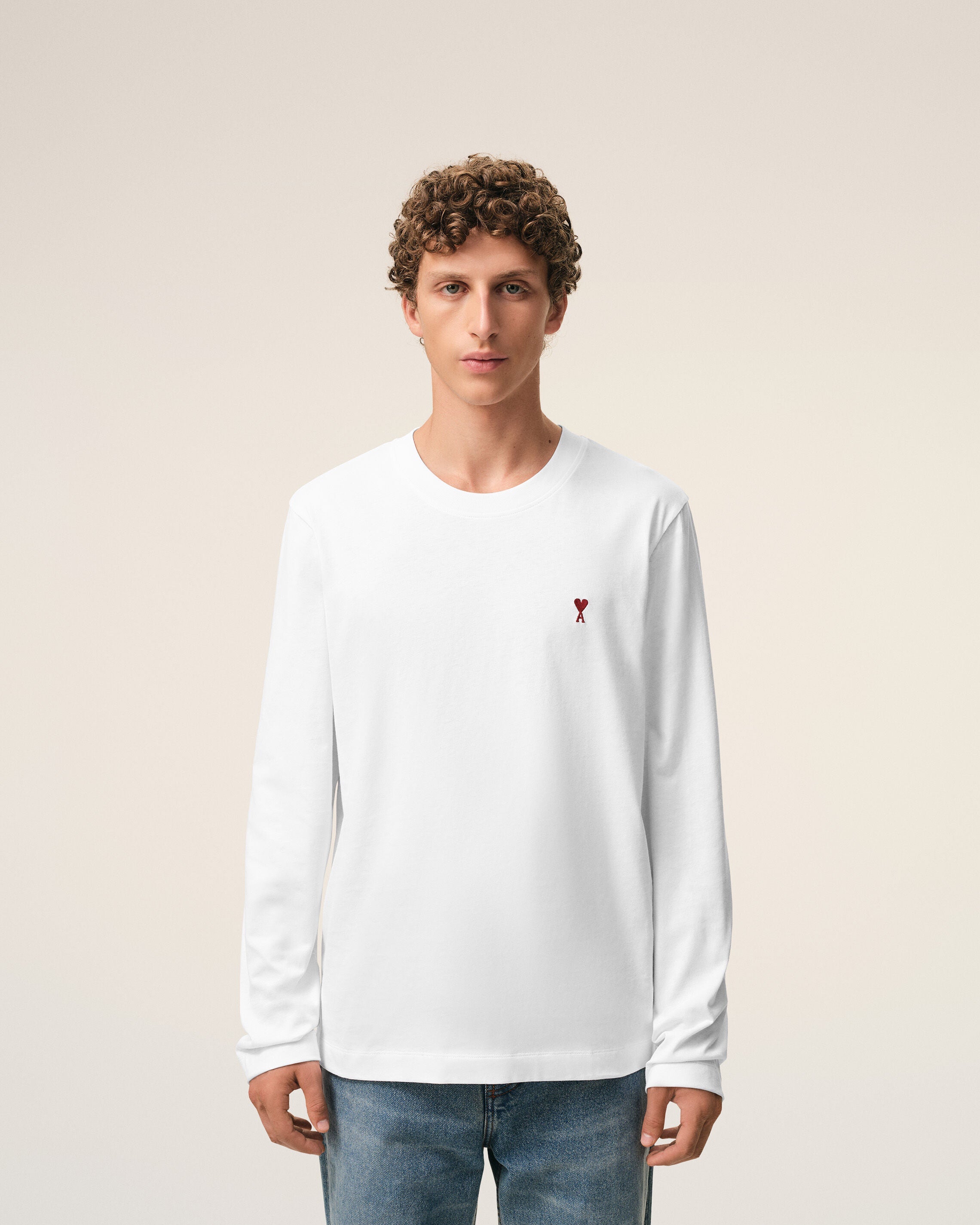 White Cotton Red Ami De Coeur Longlseeves Tshirt
