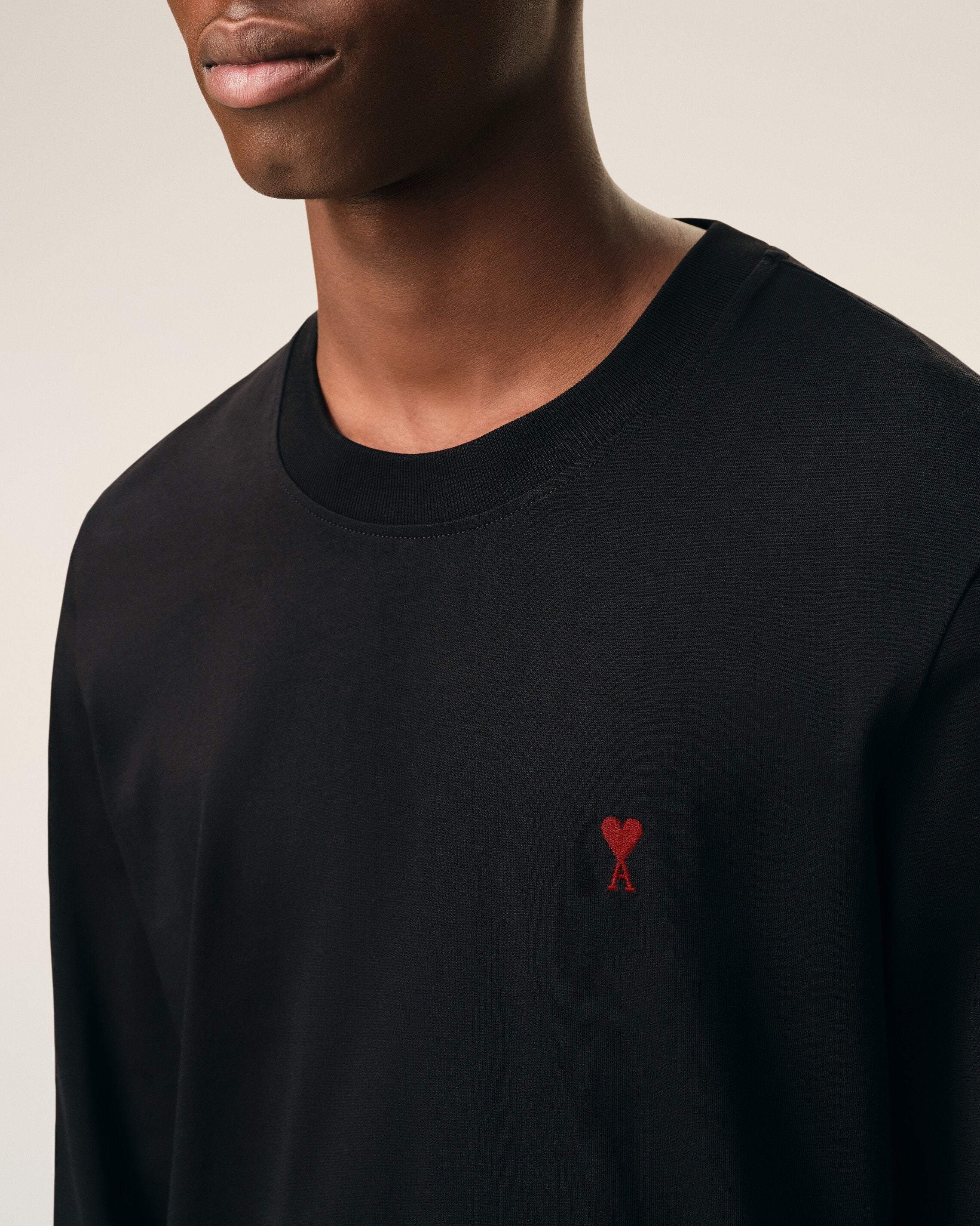 Black Cotton Red Ami De Coeur Longlseeves Tshirt