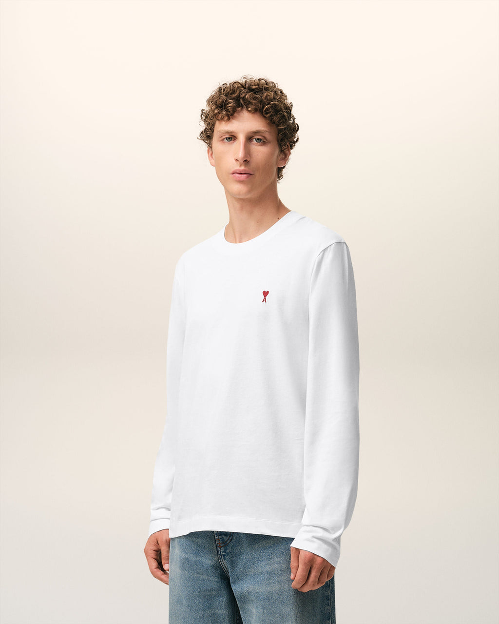 White Cotton Red Ami De Coeur Longlseeves Tshirt