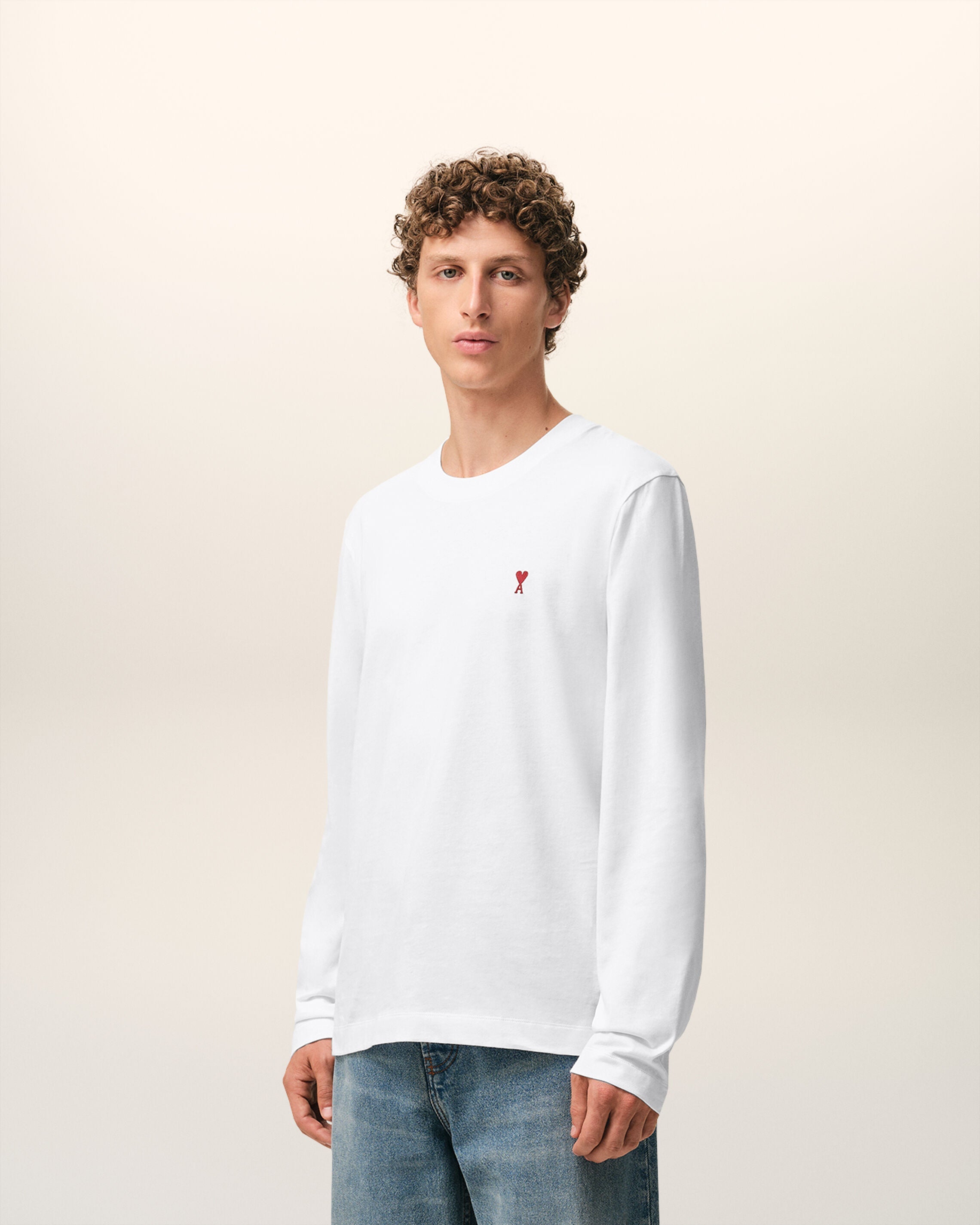 White Cotton Red Ami De Coeur Longlseeves Tshirt