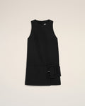 Black New Wool Belted Mini Dress