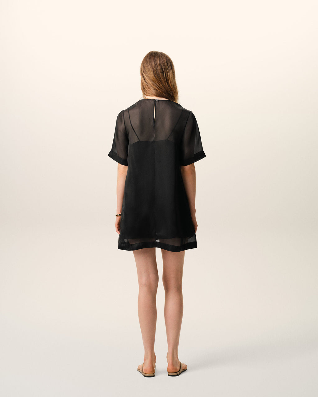 Black Silk Mini Trapeze Dress