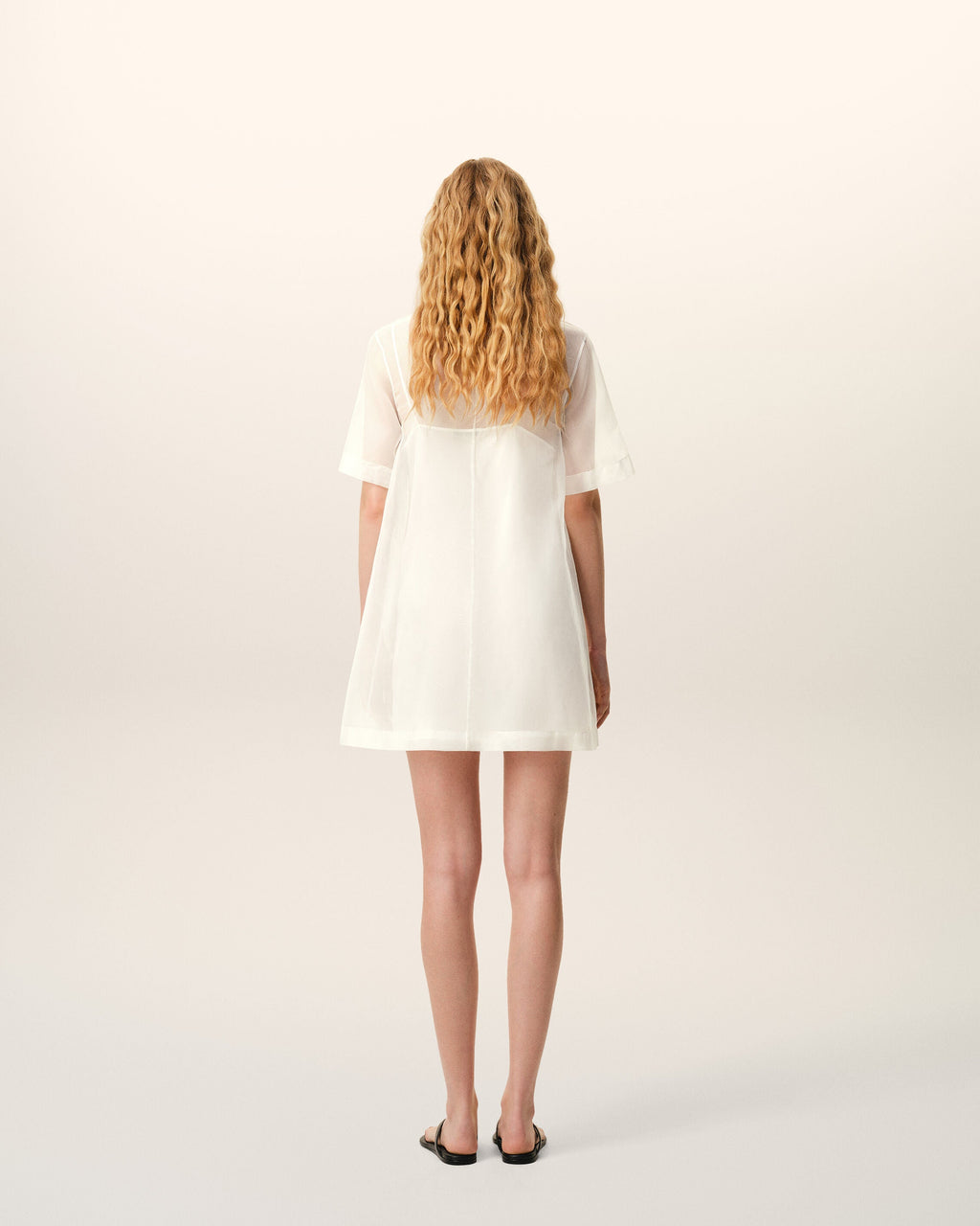 White Silk Mini Trapeze Dress