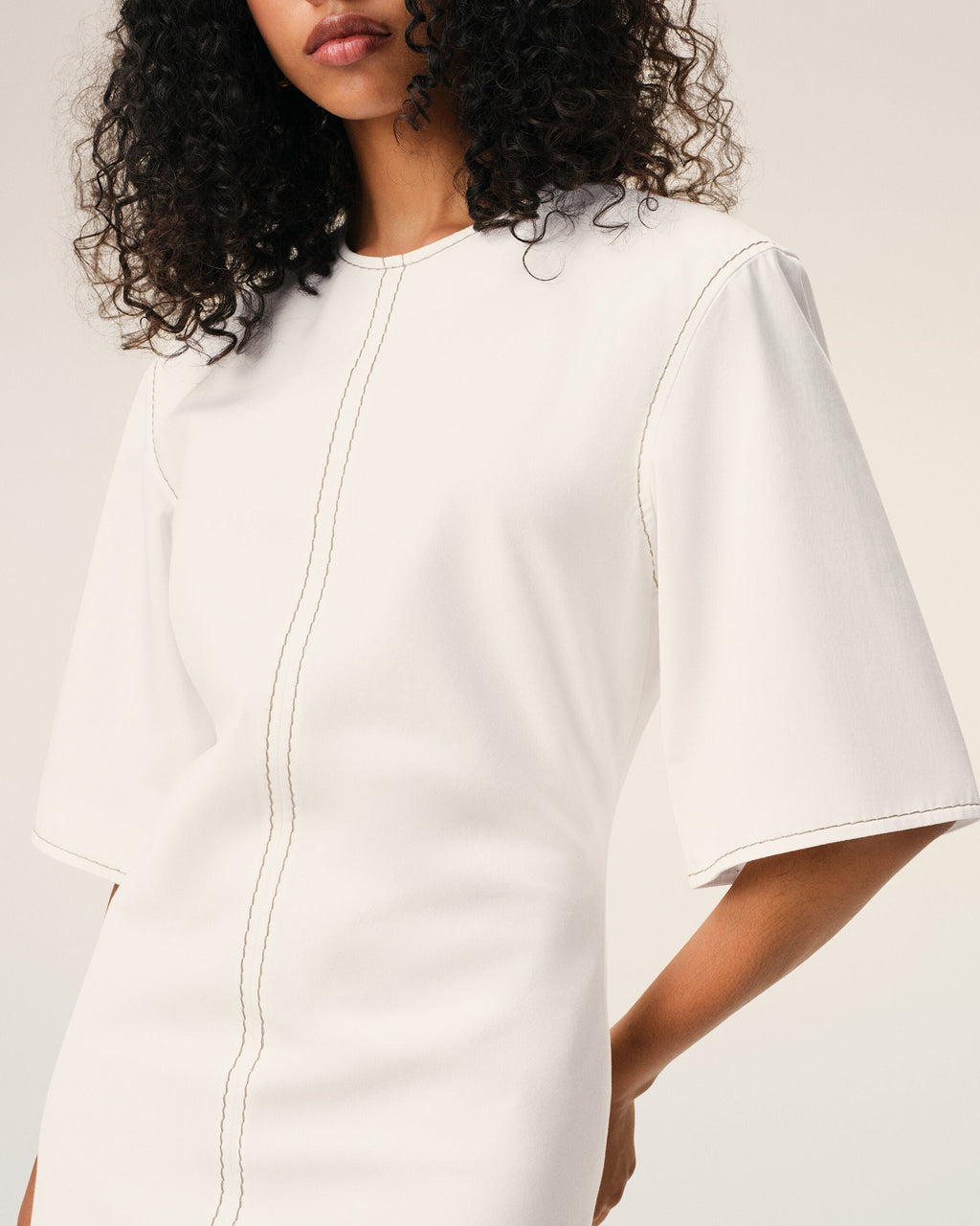 White Cotton Long Fitted Dress