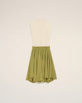 White And Green Bicolor New Wool Midi Dress