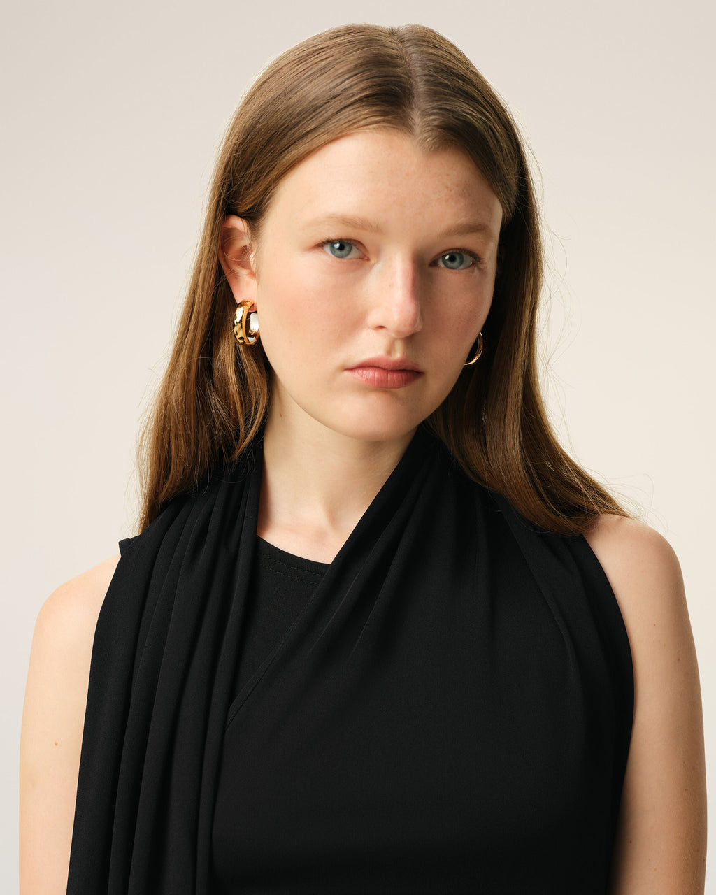 Black Jersey Maxi Lavalliere Dress