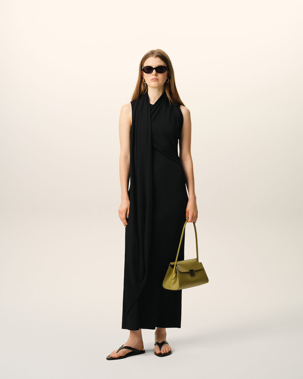 Black Jersey Maxi Lavalliere Dress