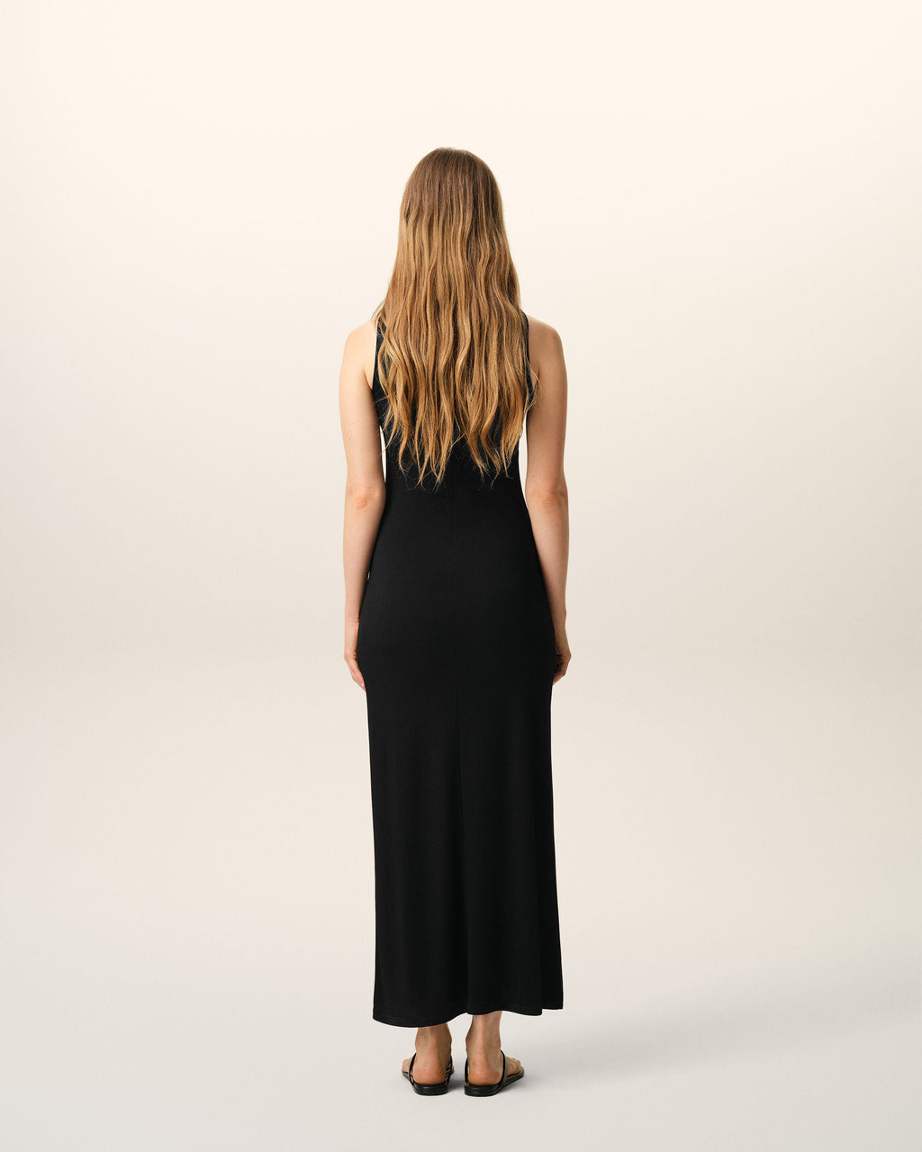 Black Jersey Maxi Lavalliere Dress