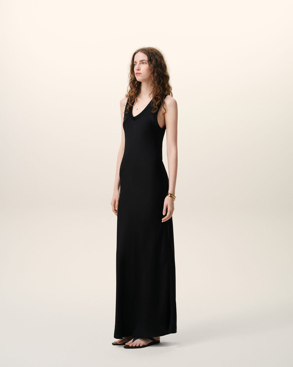Black Satin Maxi Tank Dress