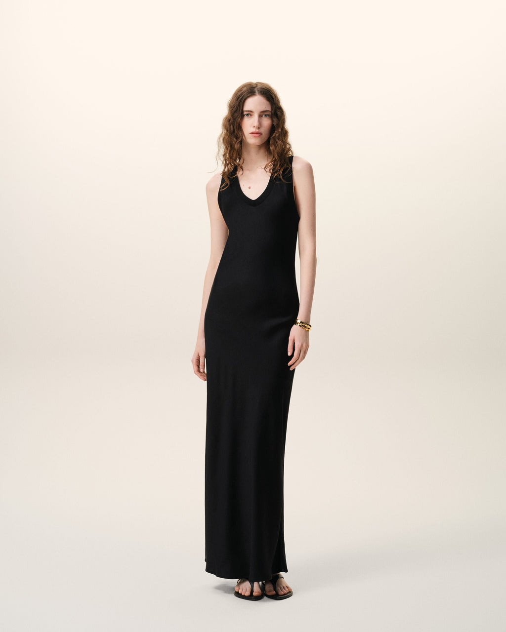 Black Satin Maxi Tank Dress