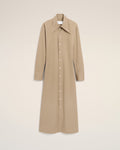 Beige Cotton Fitted Shirt Dress