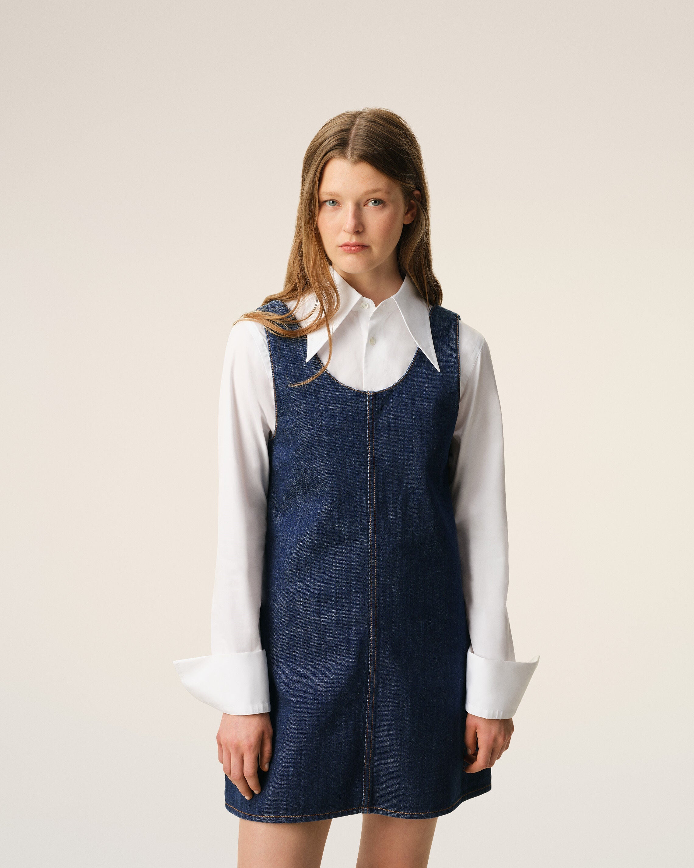 Blue Cotton Short Strapped Dress