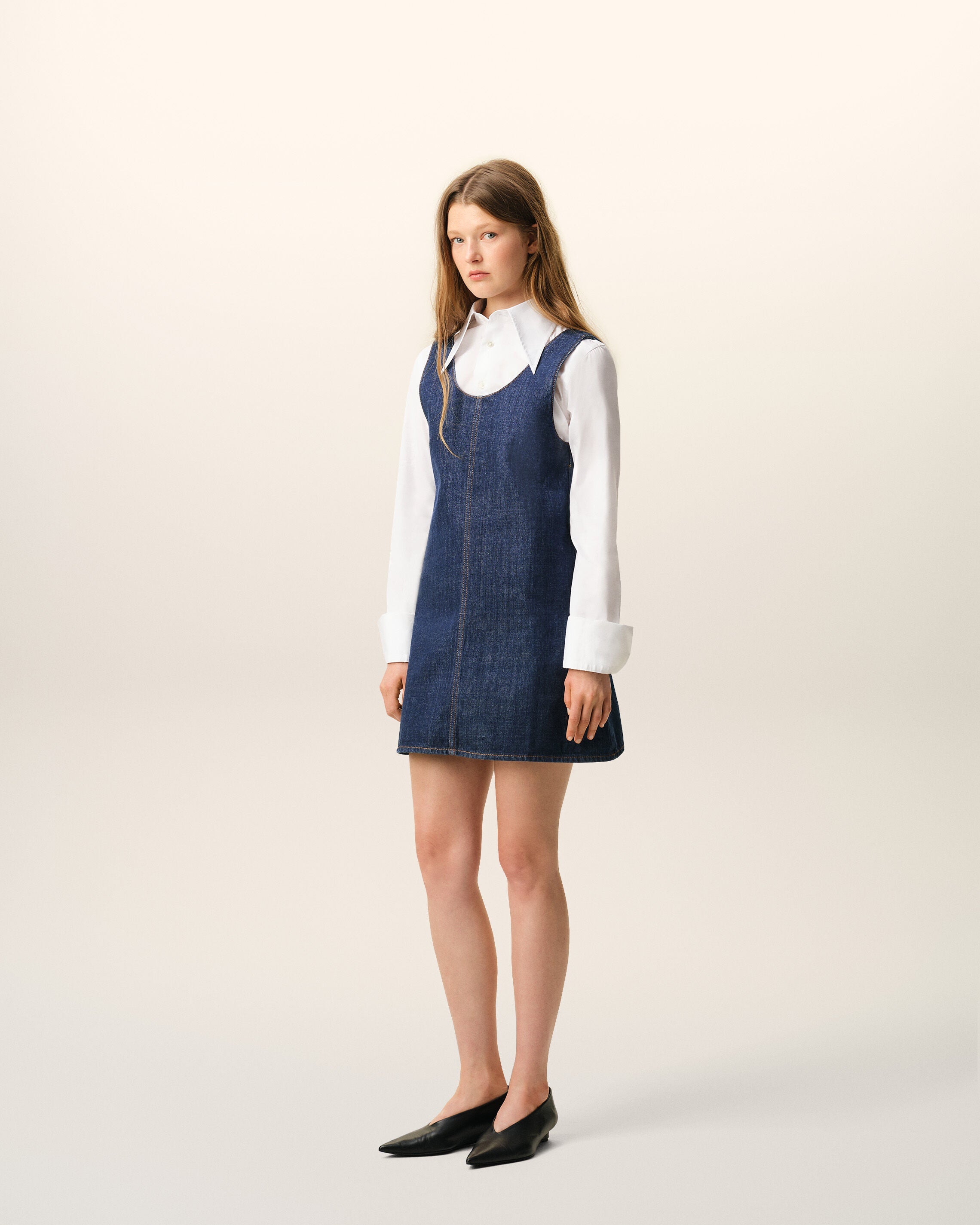 Blue Cotton Short Strapped Dress