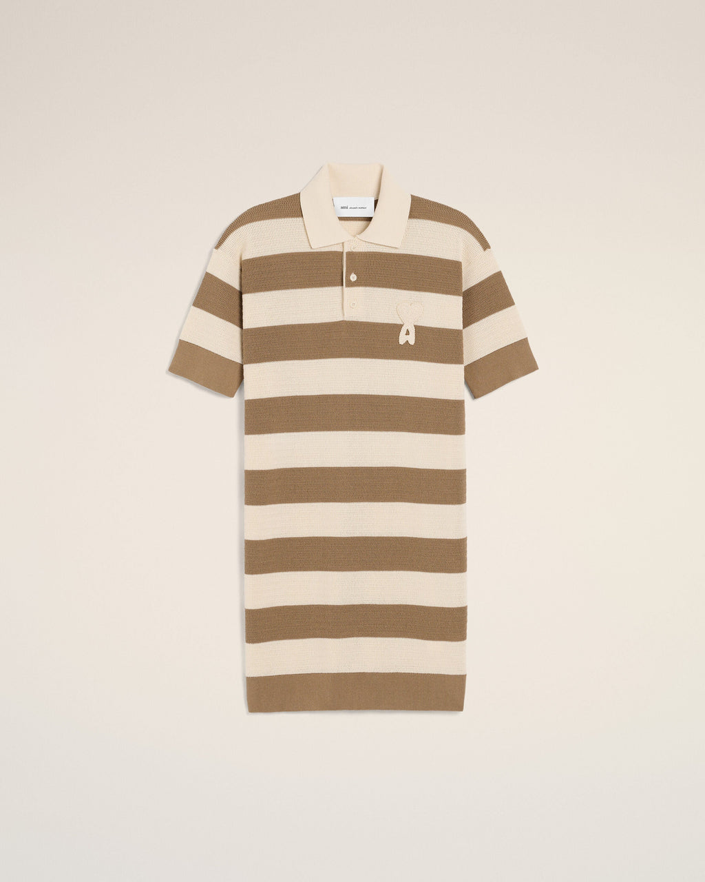 White And Brown Cotton Polo Dress Ami De Coeur Patch
