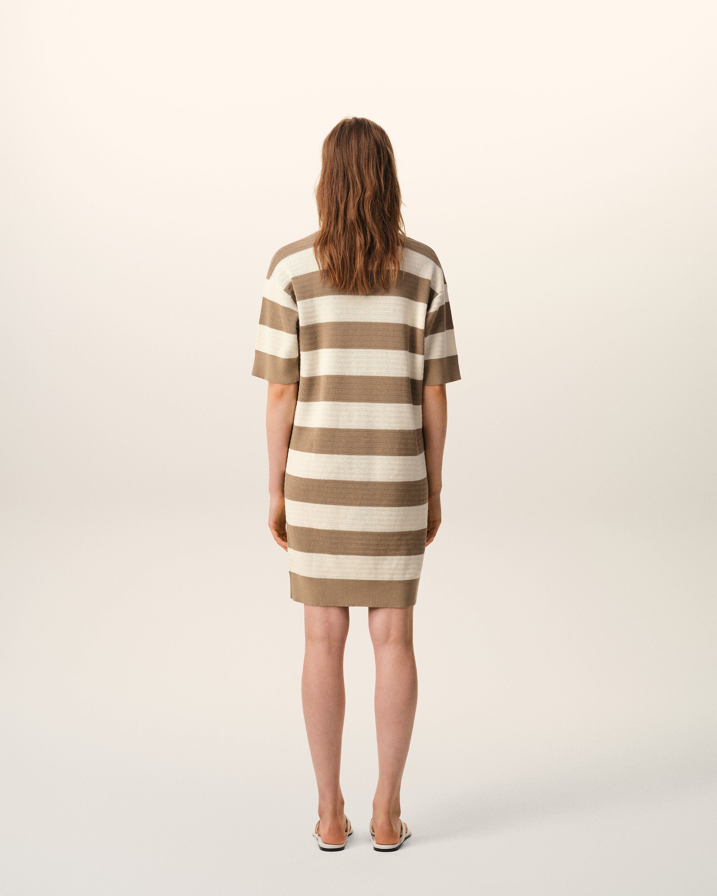 White And Brown Cotton Polo Dress Ami De Coeur Patch