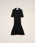 Black Knit Mini Godet Dress