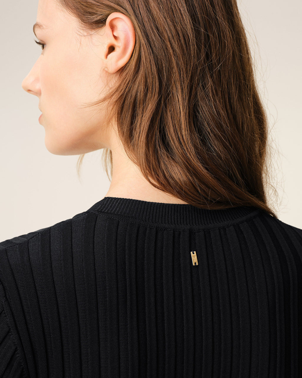 Black Knit Mini Godet Dress