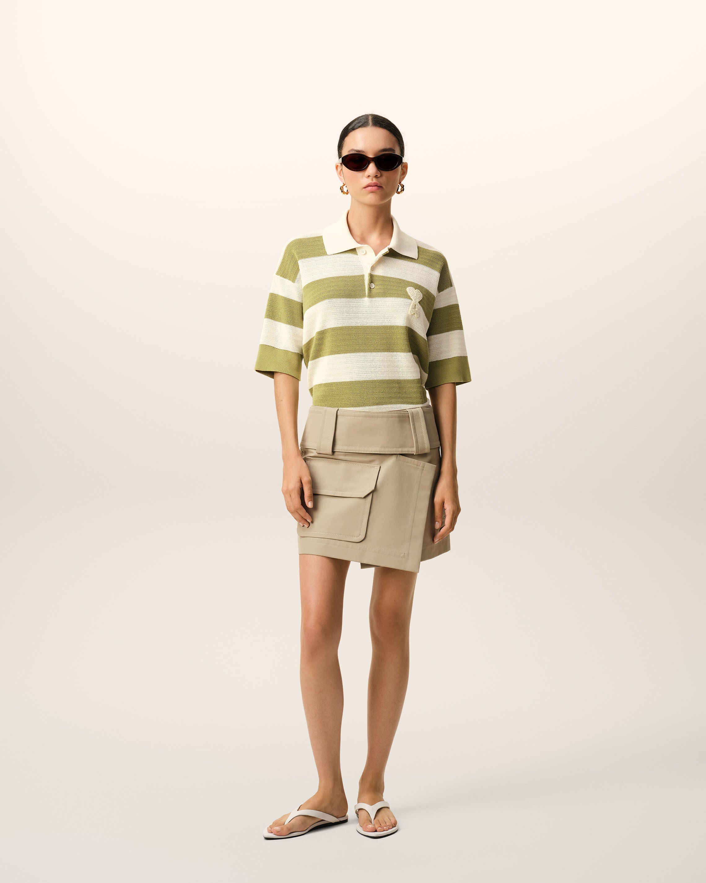 White Cotton Short Sleeves Ami De Coeur Polo