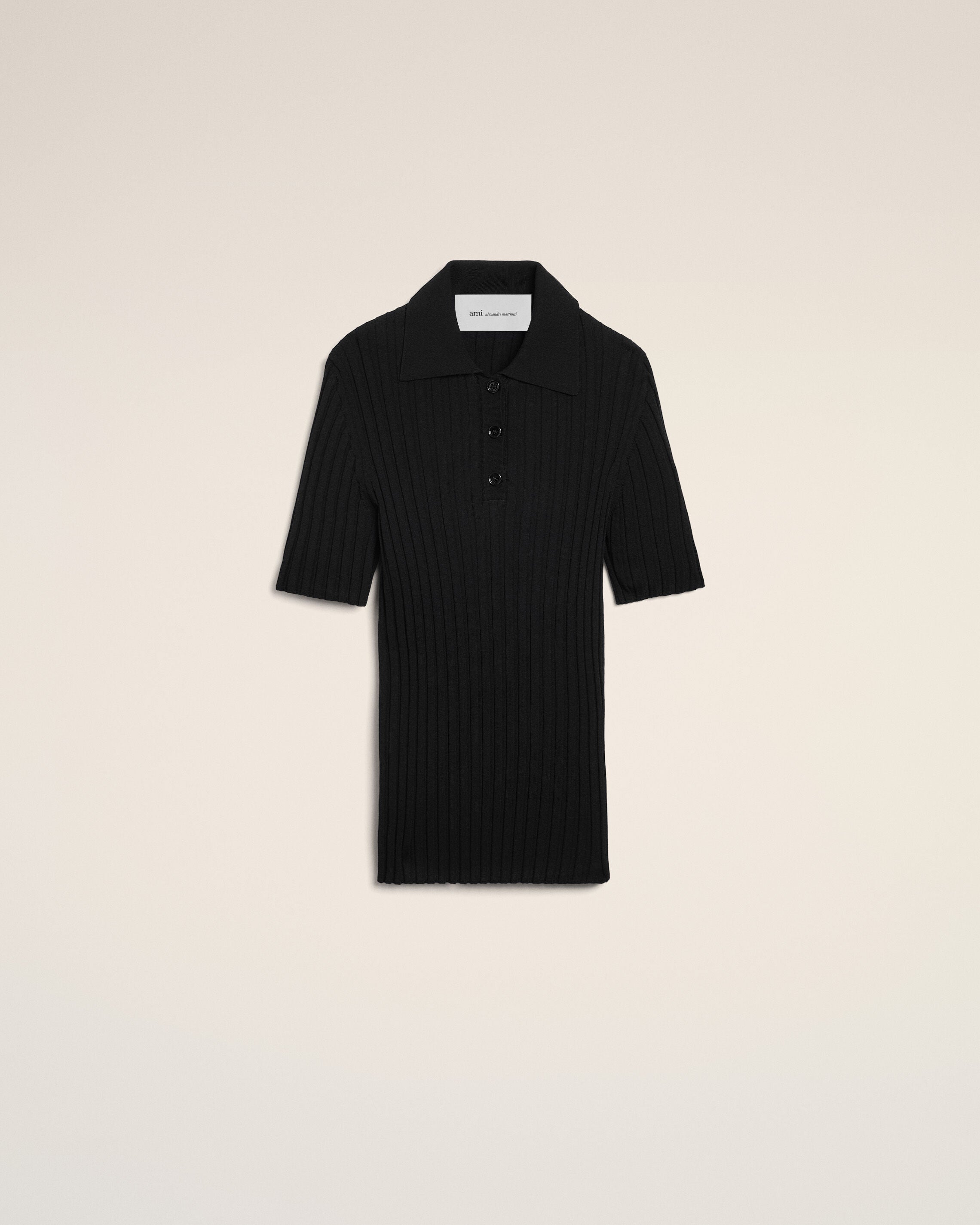 Black Knit Short Sleeves Polo