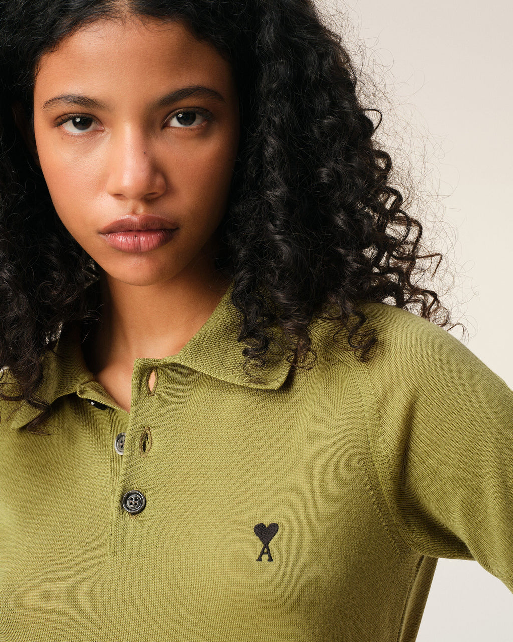 Green Wool Short Sleeves Ami De Coeur Polo
