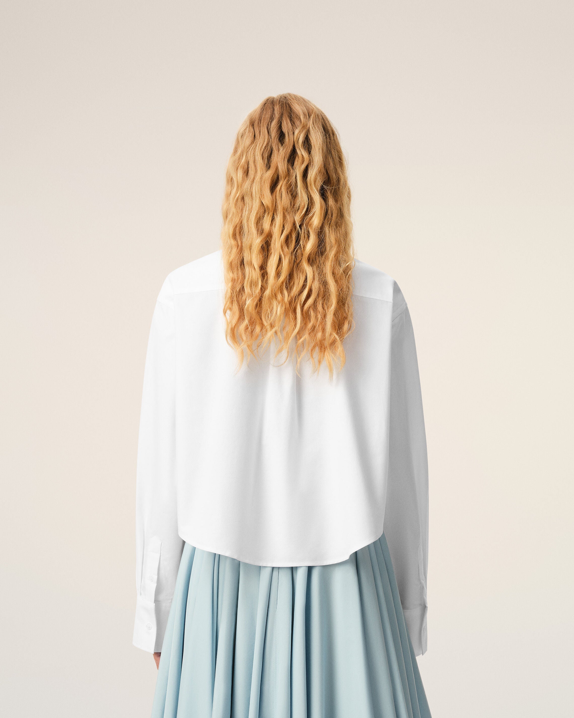 White Cotton Cropped Embossed Ami De Coeur Shirt