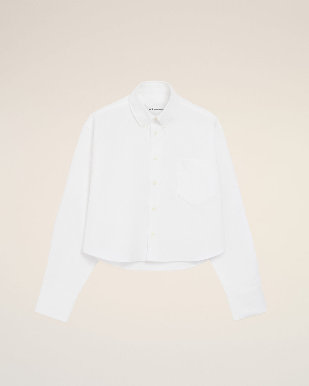 White Cotton Cropped Embossed Ami De Coeur Shirt