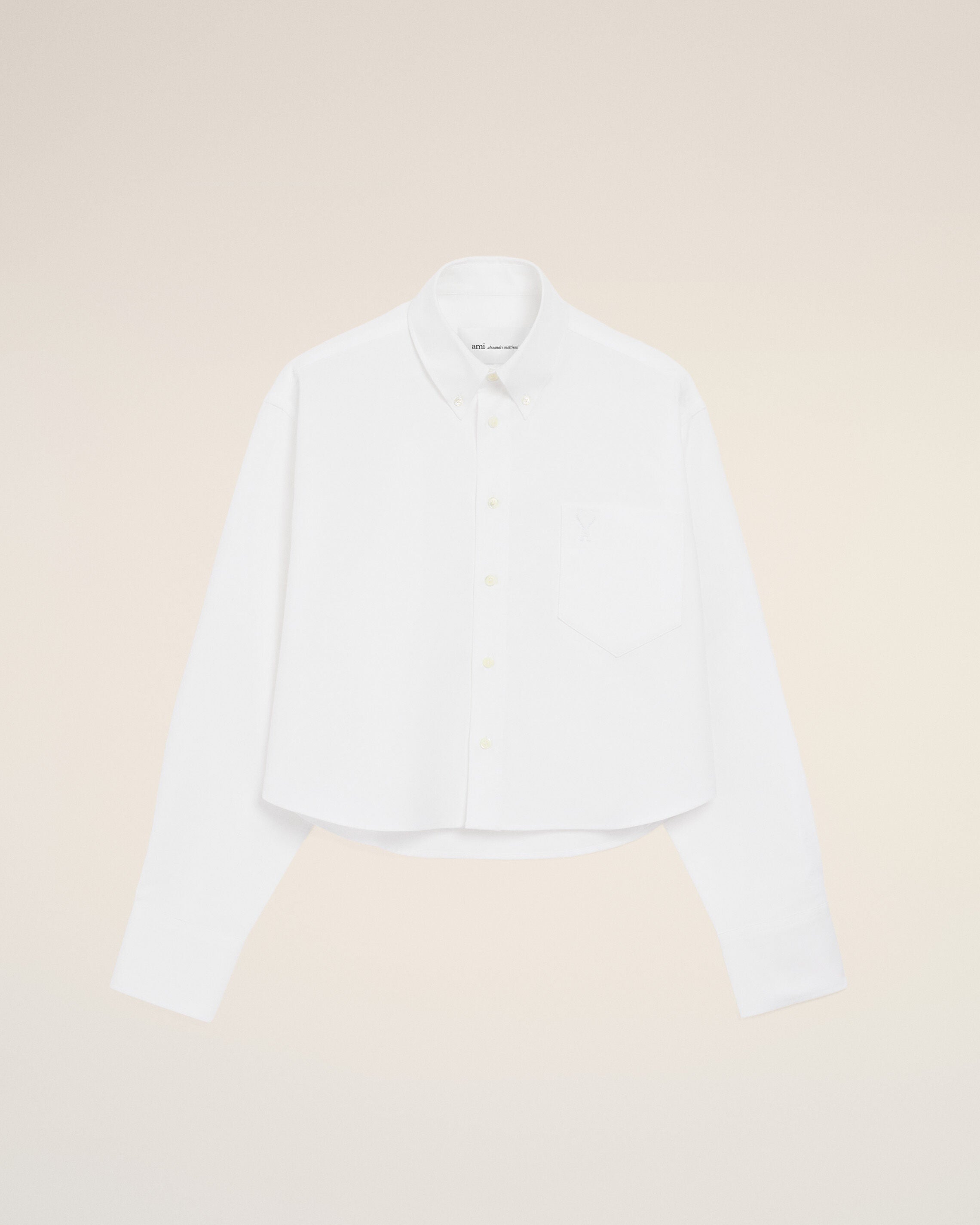 White Cotton Cropped Embossed Ami De Coeur Shirt