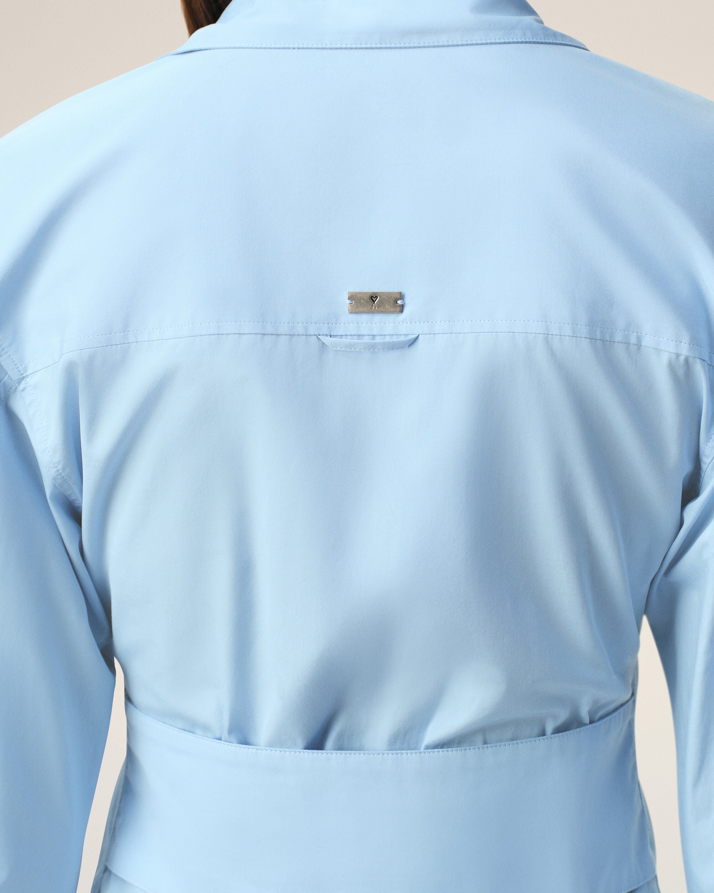 Blue Cotton Sharp Collar Fitted Shirt