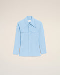 Blue Cotton Sharp Collar Fitted Shirt