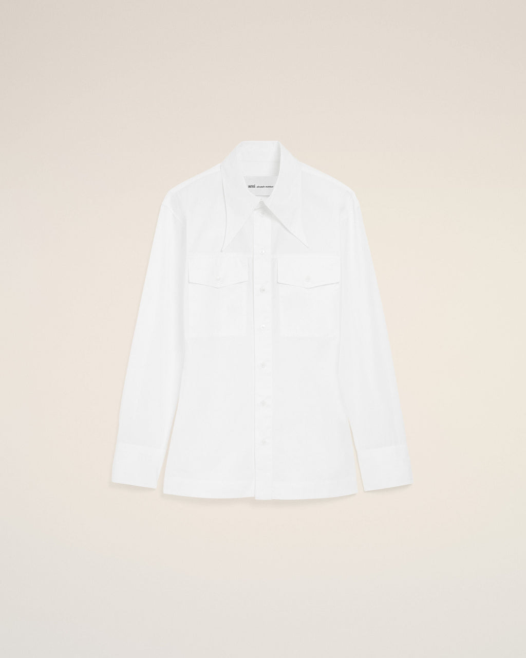 White Cotton Sharp Collar Fitted Shirt