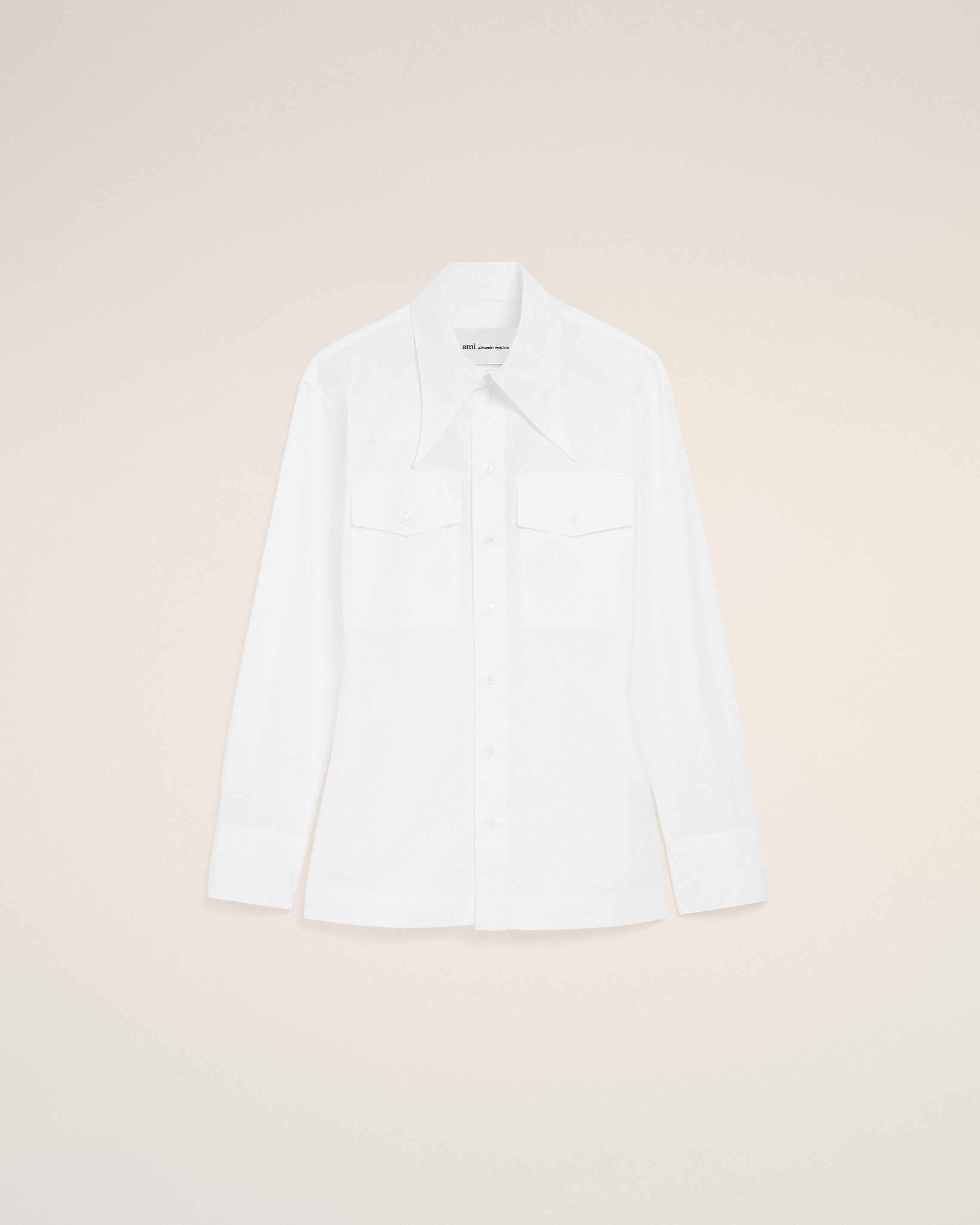 White Cotton Sharp Collar Fitted Shirt