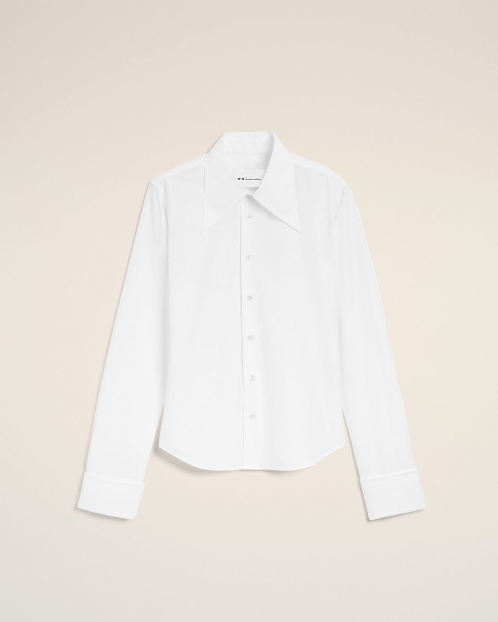 White Blended Silk Sharp Collar Adjusted Shirt