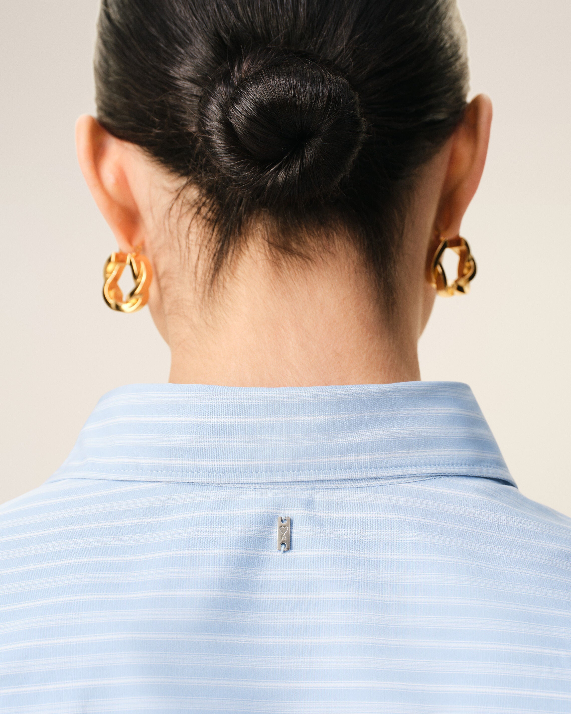 Blue Cotton Long Sleeve Ruffled Adjusted Shirt