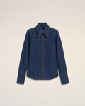 Blue Cotton Sharp Collar Shirt