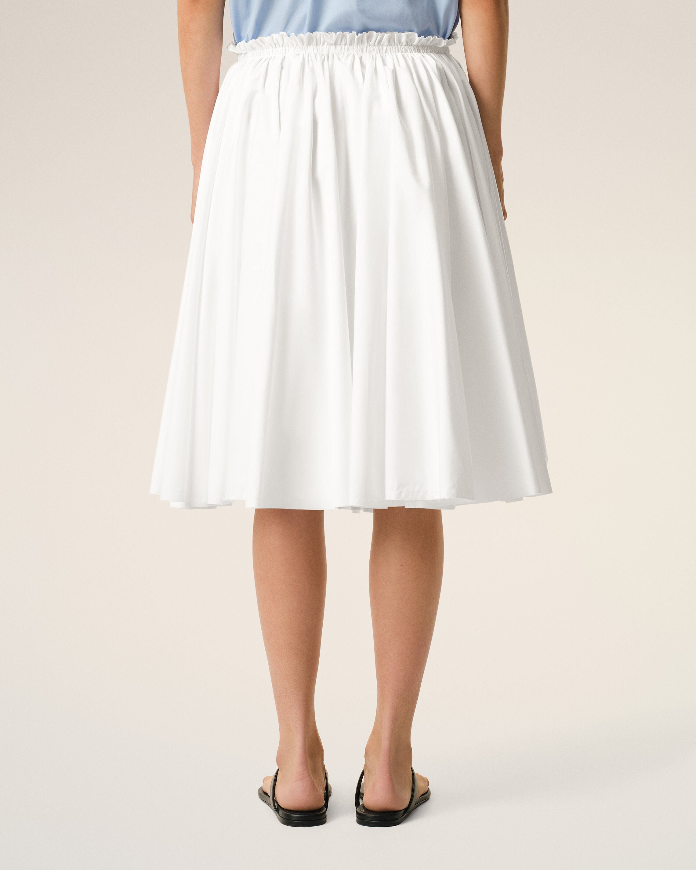 White Cotton Midi Corolla Skirt