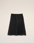 Black Silk Midi Sheer Underskirt Trapeze Skirt