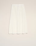 White Blended Linen Tailor Construction Long Trapeze Skirt
