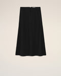 Black Blended Linen Tailor Construction Long Trapeze Skirt