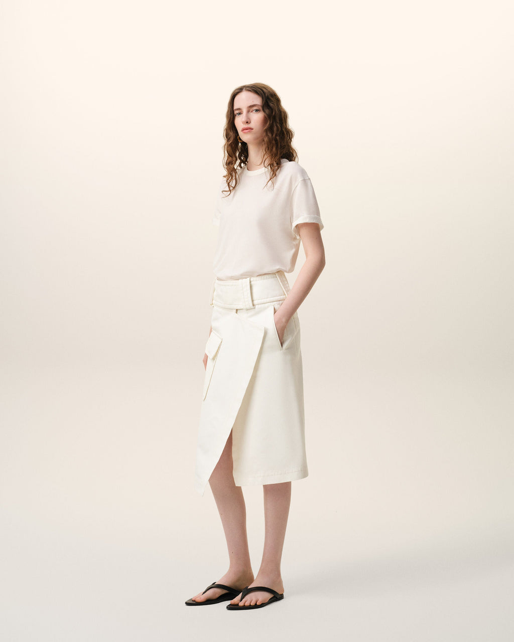 White Cotton Wrap Skirt