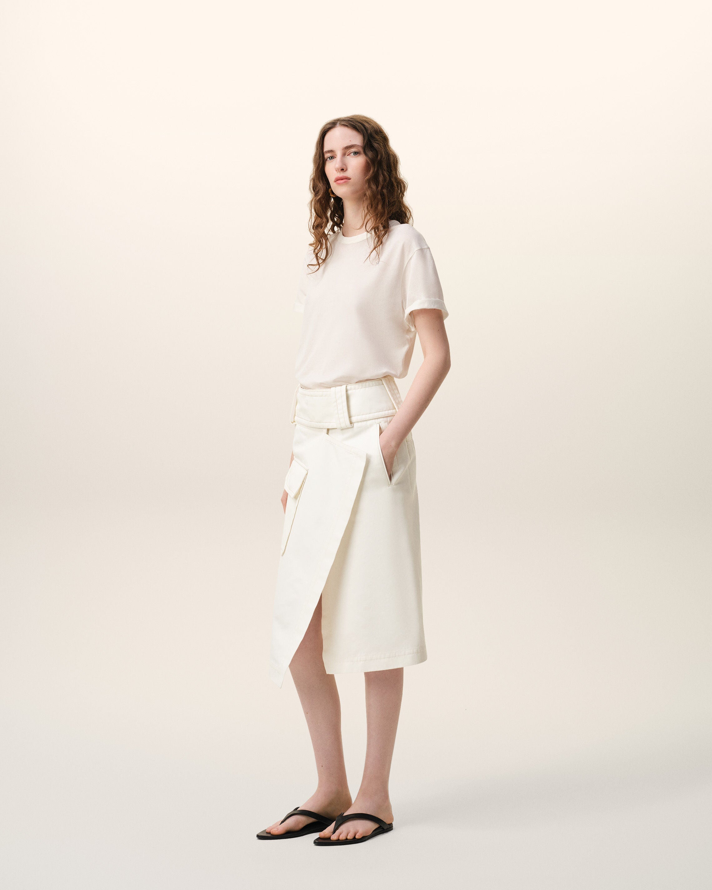 White Cotton Wrap Skirt