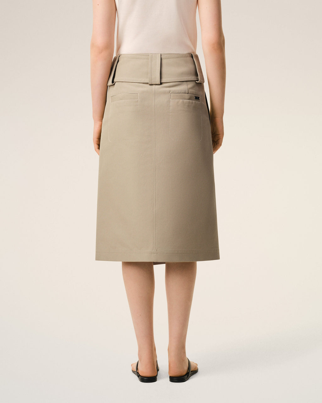 Beige Cotton Wrap Skirt