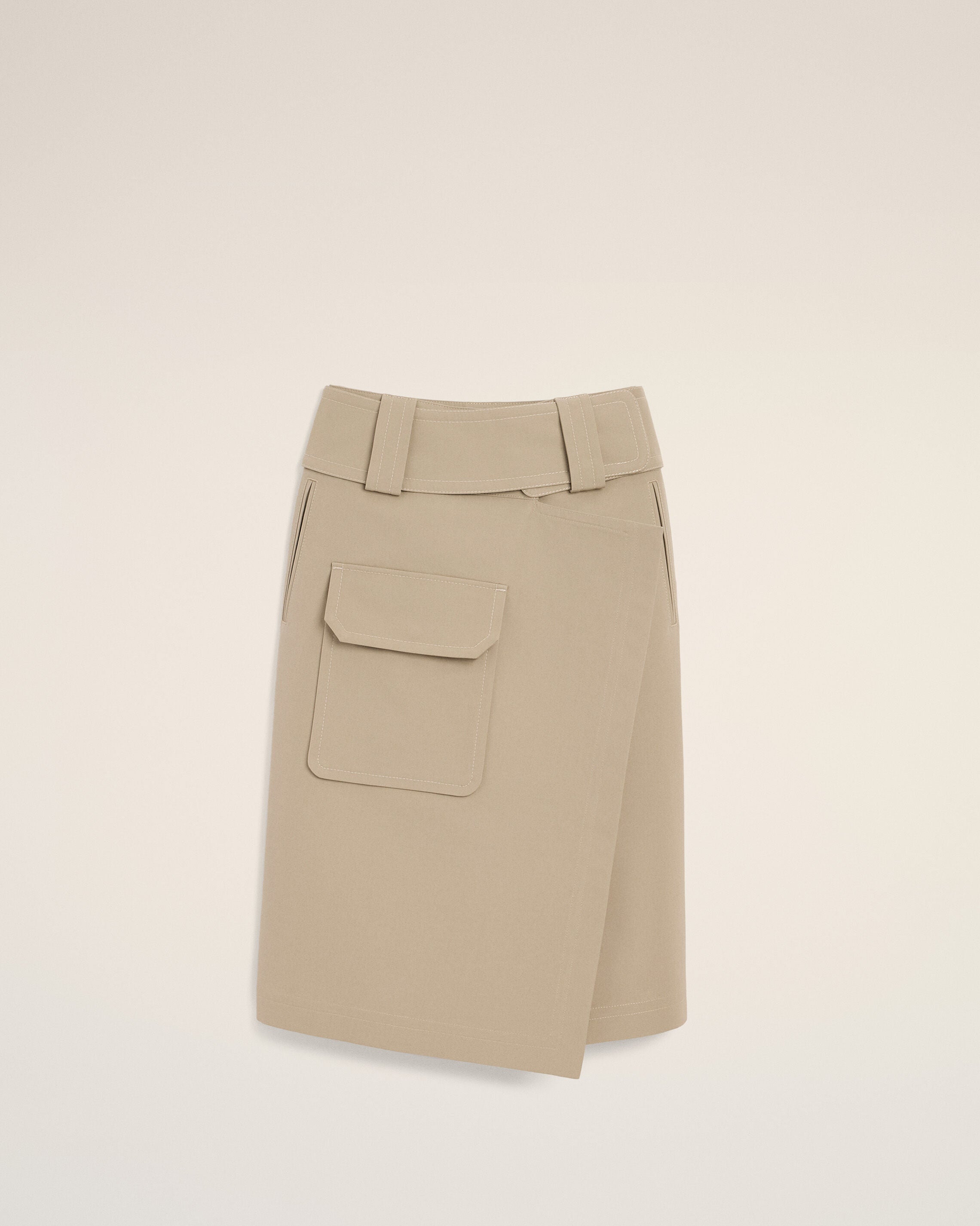 Beige Cotton Wrap Skirt