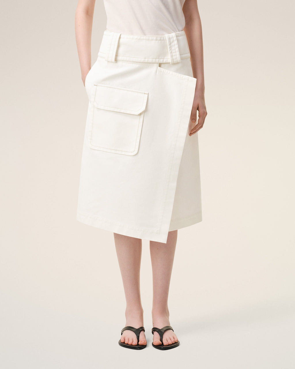 White Cotton Wrap Skirt